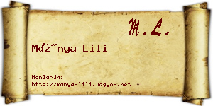 Mánya Lili névjegykártya